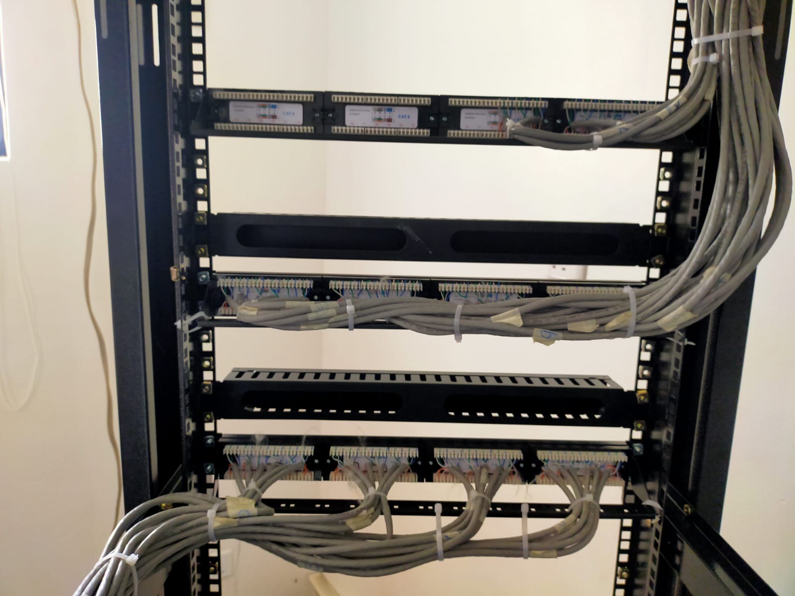 Network cabinet and patch panels